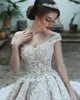 Vintage-Brautkleider in Übergröße, schulterfrei, Applikationen, Spitze, Ballkleid, Hochzeitskleid mit langer Schleppe, luxuriöse Brautkleider