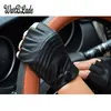 أزياء- الجلود قفازات أصابع الرجال النساء أزياء القيادة رياضة قفازات نصف إصبع قفازات التكتيكية الأسود guantes luva