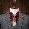 Men's Two Button Wool Tweed Suit Jacket Vest Pant 3 PCS Dark Gray Custom Suits Wedding Tuxedos Suit Jacket Vest Pants263R