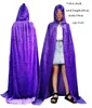 Fournitures de fête de fête vêtements Halloween cape de velours cosplay longues capes à capuchon noir épais mort robe magique fête fantaisie femmes fille sexy sorcière sorcier cape adulte