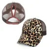 Leopard Ponytail Baseball Cap Women Messy Bun Baseball Hat Snapback Summer Casual Girls Hip Hop Sport Hats