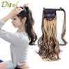 DIFEI Long Wavy Real Natural Ponytail Clip in Pony tail Hair Extensions Wrap Around on Synthetic Hair Piece for human62093133599939