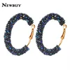 2021 Newbuy Classic Design Fashion Urok Austrian Crystal Hoop Kolczyki geometryczne okrągłe błyszczącego kryminla żeńska biżuteria 5645506