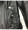 Kvinnors PU-läderjackor Zip Rivet Punk Motorcykel Biker randig paljett med lapel-hals Slim Woman's Coats skarvade korta ytterkläder WP023