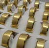 50 stks zwart goud zilver afgeschuinde randen Comfort-fit 8mm band rvs trouwringen heren feest ring groothandel mode-sieraden
