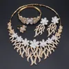 Sets Trend African Classic Women Jewelry Gold color Necklace Earrings Bracelet Ring Set Wedding Flower Style Jewelry Set