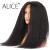 High Temperature Fiber 13 * 4 Koronki Przodu Peruki Syntetyczne Włosy Długie Yaki Kinky Perdyk z naturalną linią włosów dla czarnych kobiet