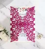 Red Purple Gold Champagne Silver Wedding Invitation Card Laser-cut Flower Personalize Quinceanera Invites with Ribbon Wedding Favor Supplies