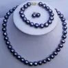 Sieraden Hot Verkopen Nieuw - 00525 9-10 mm Zwart Tahitian South Sea Pearl Ketting / Armband / Oorbellen Set 18 "7.5" Welry