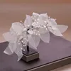 아크릴 플 로우와 모조 진주 신부 머리 쥬얼리 결혼 선물 패션 투명 잎 패턴 머리 포도 나무