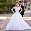 2019 Classical Long Sleeves Wedding Dress Arabic Lace Appliques Off the Shoulder Bridal Gown Custom Made Plus Size