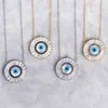 Chains Pendant Necklace Geometric Round Shape Paved 5A Cubic Zirconia Rainbow Cz Eye Turkish Lucky Women Jewelry