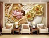 3D papel de parede flor dourado jade restaurante e fundo parede mural sala de estar quarto decoração de casa papel de parede para paredes 3d papel de parede