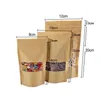 Kraft Paper Self-sealingBag Tea Nut Dry Fruit Food Packaging Bags Reusable Moisture-proof Vertical Bag With