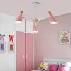 Macaron Color Semi Flush Mount Ceiling Lamp Hotel Restaurant Hall Bedroom Baby Room Green Pink Colorful Iron Wood Bird Lighting