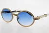 whole Smaller Stones Round Sunglasses 7550178 Black Mix White Buffalo Horn Glasses Vintage Unisex C Decoration gold frame285q