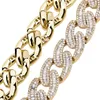 Iced Out Diamond Cuban Link Kedja 14mm Luxury Designer Halsband Hip Hop Smycken Mens Insats Halsband Lång Rapper Lås Bling Tennis Charm