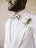 Stilig vit brudgum Bröllop Tuxedos Slim Fit 2 stycken Shawl Lapel Mens Byxor passar högkvalitativa designer jackor
