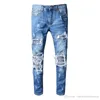 Jeanskleding Mannen Vrouwen T-shirts Panterprint Legergroen Vernietigde Heren Slanke Denim Rechte Biker Skinny BroekSML