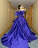 Elegant Off shoulder Formal Evening Dresses With Beaded Sweep Train Bow Satin Long Prom Gowns Custom Made Red Carpet Dress