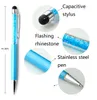 2 en 1 cristal écran tactile stylos cadeau stylo à bille stylo en métal stylet capacitif JXW376