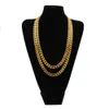 Men Hiphop 9mm Cuban Necklace 316L Stainless Steel FourFace Grinding Chain cuban link chain9838203