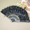 10PCS Plastic Rib Embroidered Peacock Hand Fan Lace Sequins Folding Flower Fan Wedding Favors Event Cooling Fan Party GIfts Event Giveaways