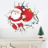 3D Üç Boyutlu Noel Baba Dekoratif Duvar Sticker