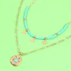 Groothandel-r mode luxe designer multi-layer metalen ketting turquoise schattige ster circulaire hanger choker verklaring ketting voor vrouw