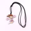 Mode Crystal Cheerleader Cartoon Figur Dance Girl Pendant Cheerleading Girl Sports Justerbar Wax Rope Necklace