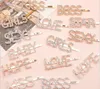 15 styles Argent Or Lettre Mot Strass Cristal Épingle À Cheveux Hairgrip Pinces À Cheveux Pince À Cheveux Grip Pin Barrette Ornement Cheveux Accessor8386788