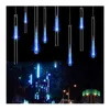 LED Meteor Dusch Regnljus Julljus Snöfall LED-remsor 8PC / set 30 50 cm Dekorationsljus 100-240V EU US-kontakt