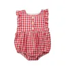 Ins baby meisjes plaid romper mode zomer ruche mouwloze lattice bedrukt baby jumpsuit 2019 nieuwe peuter onesie y1332