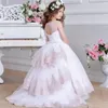Ny stil Princess Pageant Flower Girl Dress Kids Wedding Party Födelsedag Bridesmaid Prom Barn Kappa Gna7