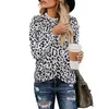 Sexy Kobiety Topy Z Długim Rękawem Koszula Leopard Drukuj Koszulka Damska O-Neck Chic Drukowane Topy Tees Koszulki Odzieżowa Ljja2826