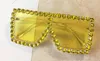 Wholeoversize quadrado óculos de sol feminino moda luxo strass óculos de sol grandes tons transparente rosa amarelo fem1966382