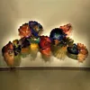 Lüks Işık Büyük Murano Lambaları Çiçek Plater Dekoratif Duvar Sanatları El Üflemeli Cam Plakalar Türkiye Tasarım Renkli LED Monte Aplik