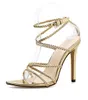 Womans Gold High Heels Shoes European и American -Style Crosswoven Bess Contrain Sandal