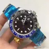 Luxury New Gent's GMT II 2 Quartz Självvindklockor Rostfritt stål Dykvit Black Silver Master 44mm Mens Watch286a