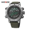 Weide Man Luxury Brand Casuare Quartz Movement Clock LEDデジタルアナログナイロンストラップカモフラージダイヤルリストウォッチRelogio Masculino