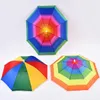 Cappello ombrello color arcobaleno per bambini adulti Cappello pieghevole per ombrellone da pioggia pieghevole per golf, pesca, campeggio, escursionismo