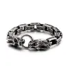 Vintage Double Dragon Head Chain Link Bracelet Men Stainless Steel Mens Biker Bracelets Hiphop Massive Mens Jewelry Accessories