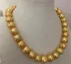 Vacker 12-13mm South Sea Gold, Barock Pearl Necklace 18 inches Silver