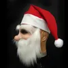 Masques de fête de Noël Père Noël Masque en latex de Noël Ornamen en plein air Costume mignon Mascarade Perruque Barbe Dress Up 1