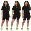 Kobiety Solidne Kolor Sporty Spodenki Spodenek 2-częściowy Zestaw Krótki Rękaw T Shirt + Mini Spodnie Designer Letnie Ubrania Jogger Suit 2770