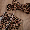 4PCS New Fashion Baby Girls Clothes Set 2020 Summer Backless Leopard T-shirt Tops+Denim Shorts Bloomers Headband Bebek Giyim