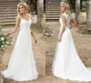 Vestidos de Novia 2020 Beach Billiga Boho Bröllopsklänning Knappar Tillbaka Lace Applique A-Line Princess Bröllopsklänning Kina Brudklänningar