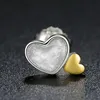 Authentic 925 Silver White Heart Stud Earrings for Pandora CZ Diamond Wedding 14K Gold Earring with Original box Set