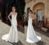 Cheap Berta Lace Appliqued Mermaid Wedding Dress Sexy Vintage Bohemian Beach Boho Plus Size Bridal Gown