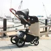 Multi-functional Baby stroller 4 in 1 High landscape stroller gold frame PU Pram two-way Car Seat Bassinet newborn